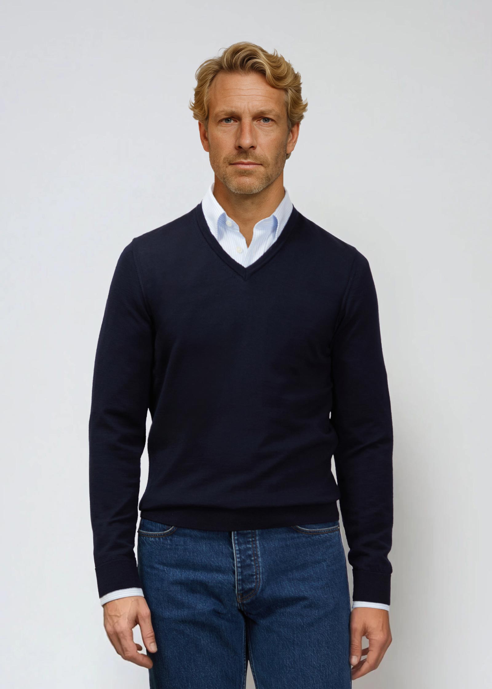 Appearance Merino Pullover V-Neck, Dark Navy - Main Image