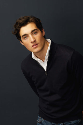 Appearance-Merino-Half-Zip-Jumper-Strik- Trøje-Crew-lynlås-dark-navy-mørke-blå