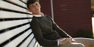 Appearance-Merino-Pullover-Strik-Trøje-Olive-Green-Oliven-Grøn-herre-skjorte-shirt-hvid-white