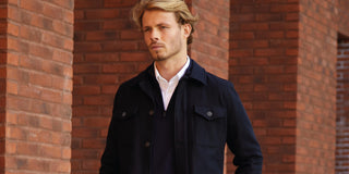 Appearance-Merino-Half-Zip-Strik-Trøje-Pullover-Lynlås-Striktrøje-Mørkeblå-Blå-Herre-Mænd