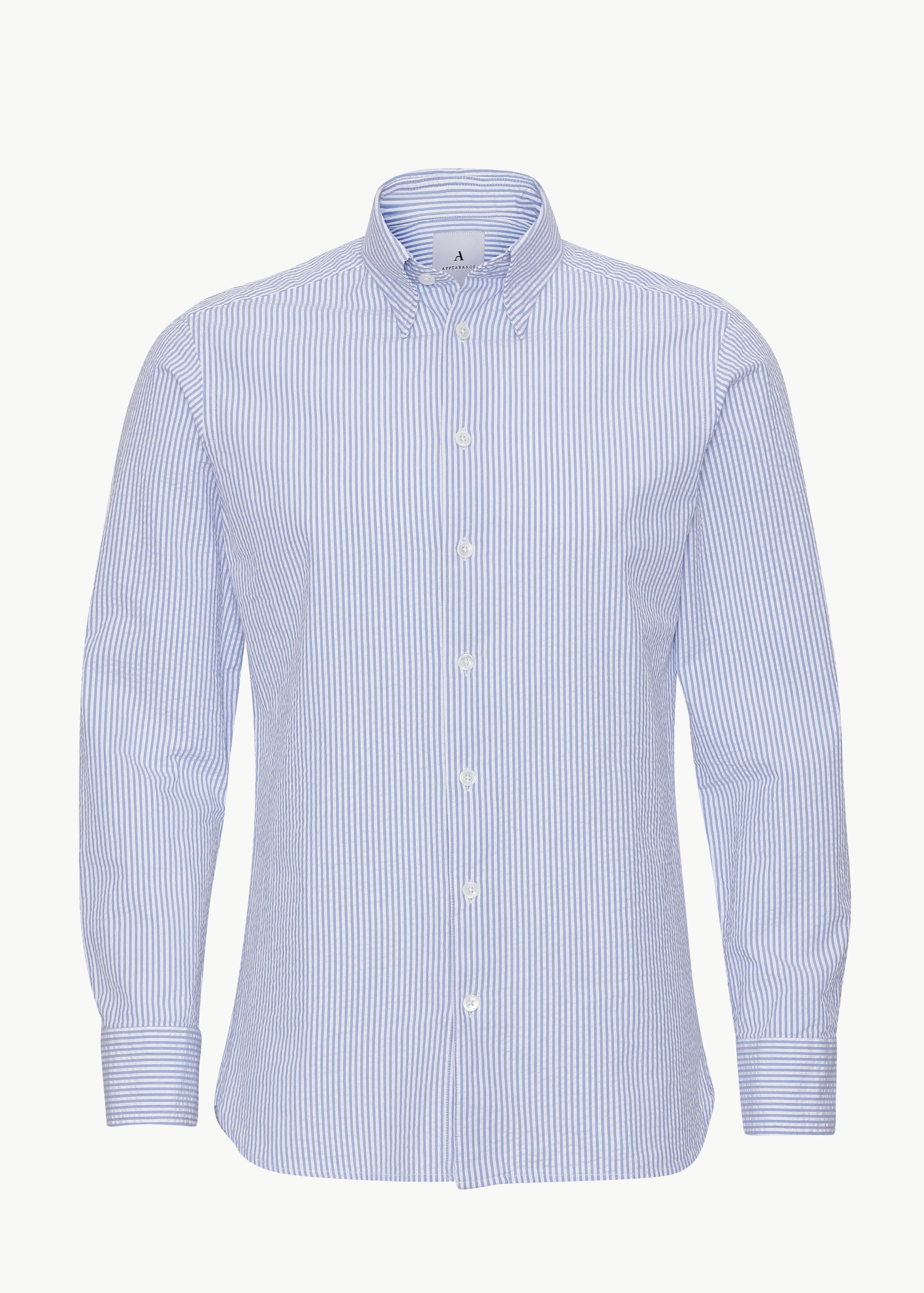 Seersucker-skjorta, Brilliant Blue / White