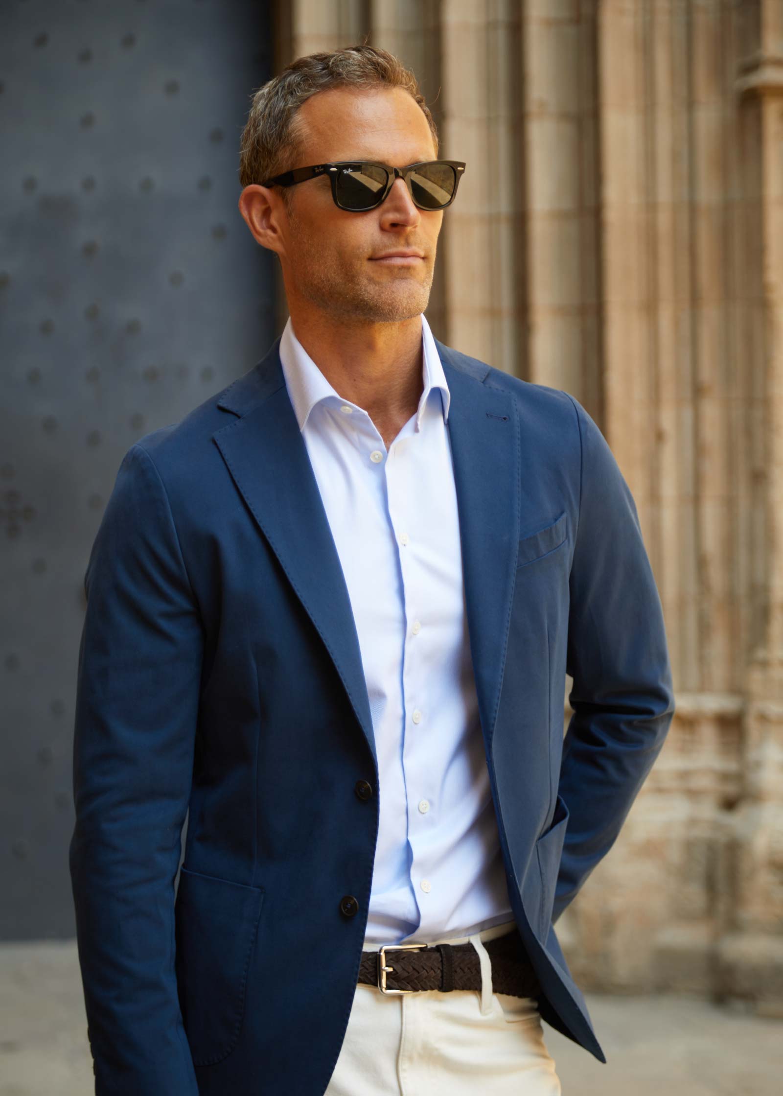 Appearance-An-Ivy-Brushed-Cotton-Jacket-Blazer-Jakke-Navy-Moerkeblaa-Blaa-Herre-Maend-Men-Unstructured-Bomuld-Skjorte-Business-Kontor-Casual-Jeans