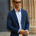 Appearance-An-Ivy-Brushed-Cotton-Jacket-Blazer-Jakke-Navy-Moerkeblaa-Blaa-Herre-Maend-Men-Unstructured-Bomuld-Skjorte-Business-Kontor-Casual-Jeans