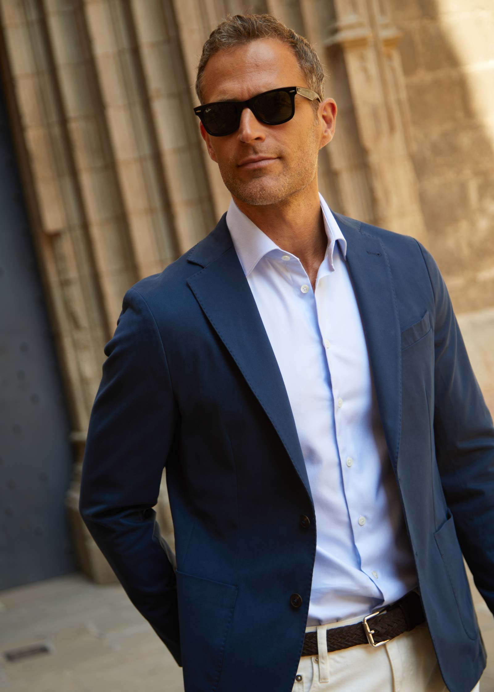 Appearance-An-Ivy-Brushed-Cotton-Jacket-Blazer-Jakke-Navy-Moerkeblaa-Blaa-Herre-Maend-Men-Unstructured-Bomuld-Skjorte-Business-Kontor-Casual-Jeans