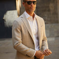 Appearance-An-Ivy-Cashmere-Cotton-Jacket-Blazer-Jakke-Sand-Brun-Brown-Houndstooth-Beige-Wool-Uld-Kashmir