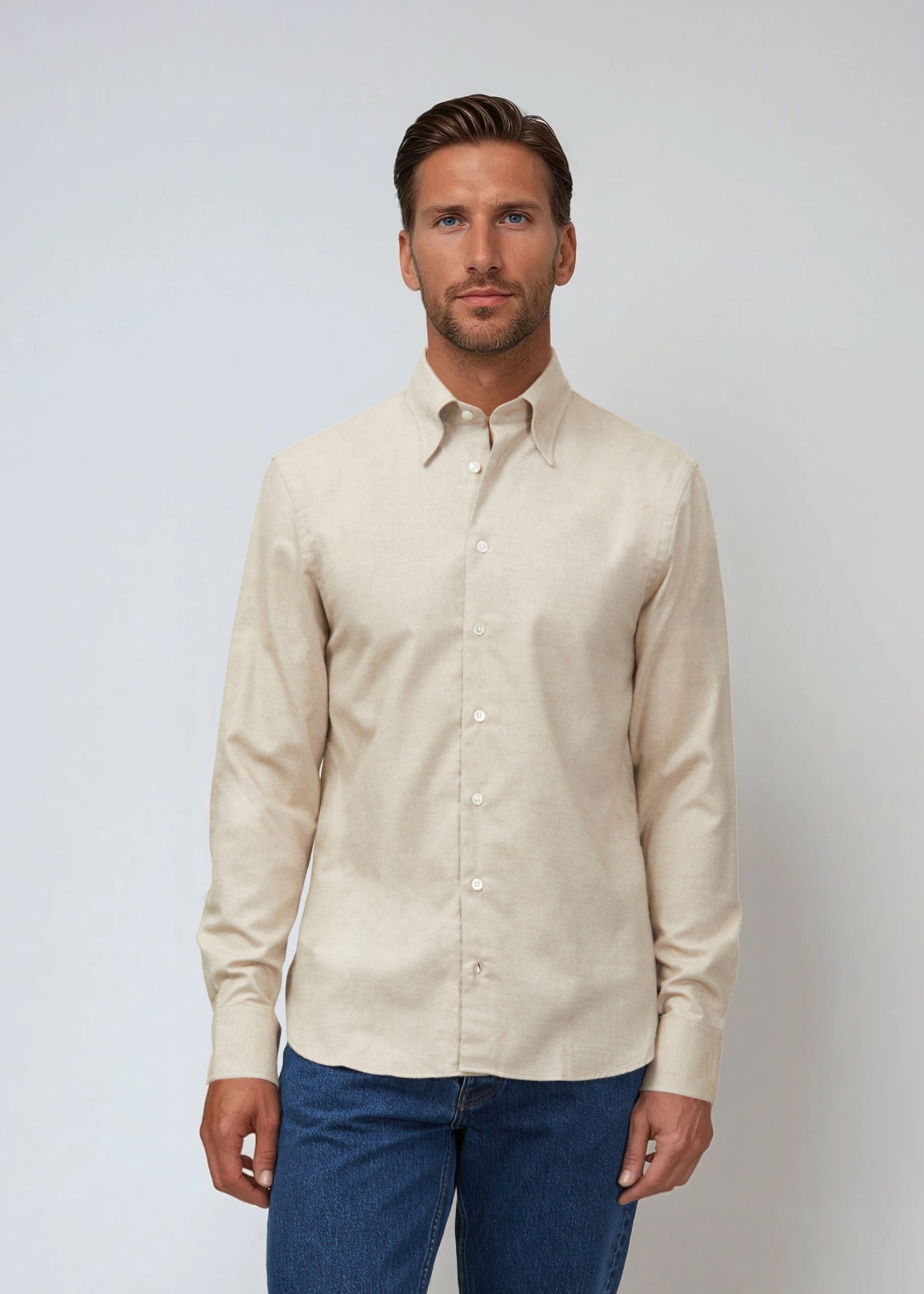 Cashmere-Cotton Shirt, Light Camel