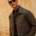 Appearance-An-Ivy-Flannel-Blouson-Jacket-Jakke-Brown-Brun-Vindtaet-Regntaet-Waterproof-Padded-Uld-Wool-Men-Maend-Herre
