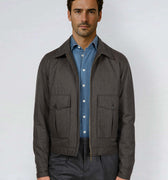 Appearance-An-Ivy-Flannel-Blouson-Jacket-Jakke-Brown-Brun-Vindtaet-Regntaet-Waterproof-Padded-Uld-Wool-Men-Maend-Herre
