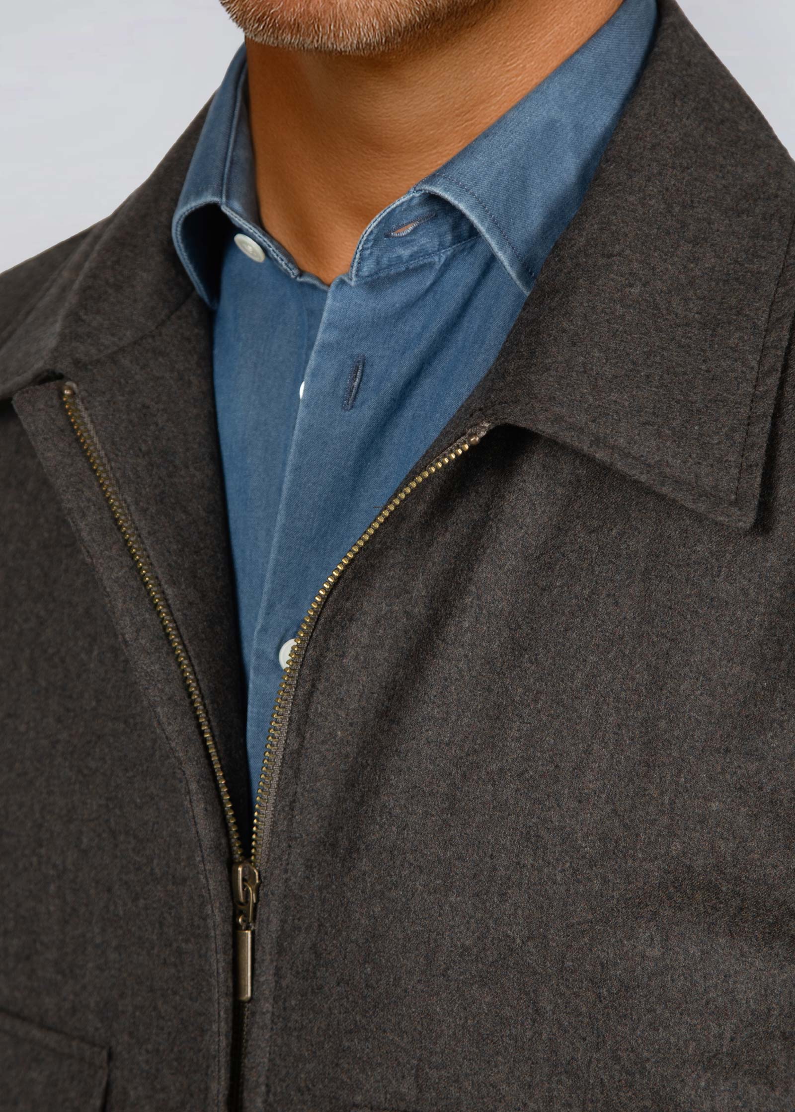 Appearance-An-Ivy-Flannel-Blouson-Jacket-Jakke-Brown-Brun-Vindtaet-Regntaet-Waterproof-Padded-Uld-Wool-Men-Maend-Herre