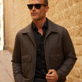 Appearance-An-Ivy-Flannel-Blouson-Jacket-Jakke-Brown-Brun-Vindtaet-Regntaet-Waterproof-Padded-Uld-Wool-Men-Maend-Herre