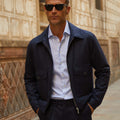 Appearance-An-Ivy-Flannel-Blouson-Jacket-Jakke-Navy-Moerkeblaa-Vindtaet-Regntaet-Waterproof-Padded-Uld-Wool-Men-Maend-Herre