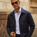 Appearance-An-Ivy-Flannel-Blouson-Jacket-Jakke-Navy-Moerkeblaa-Vindtaet-Regntaet-Waterproof-Padded-Uld-Wool-Men-Maend-Herre