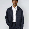 Appearance-An-Ivy-Flannel-Blouson-Jacket-Jakke-Navy-Moerkeblaa-Vindtaet-Regntaet-Waterproof-Padded-Uld-Wool-Men-Maend-Herre