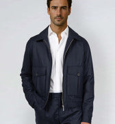 Appearance-An-Ivy-Flannel-Blouson-Jacket-Jakke-Navy-Moerkeblaa-Vindtaet-Regntaet-Waterproof-Padded-Uld-Wool-Men-Maend-Herre