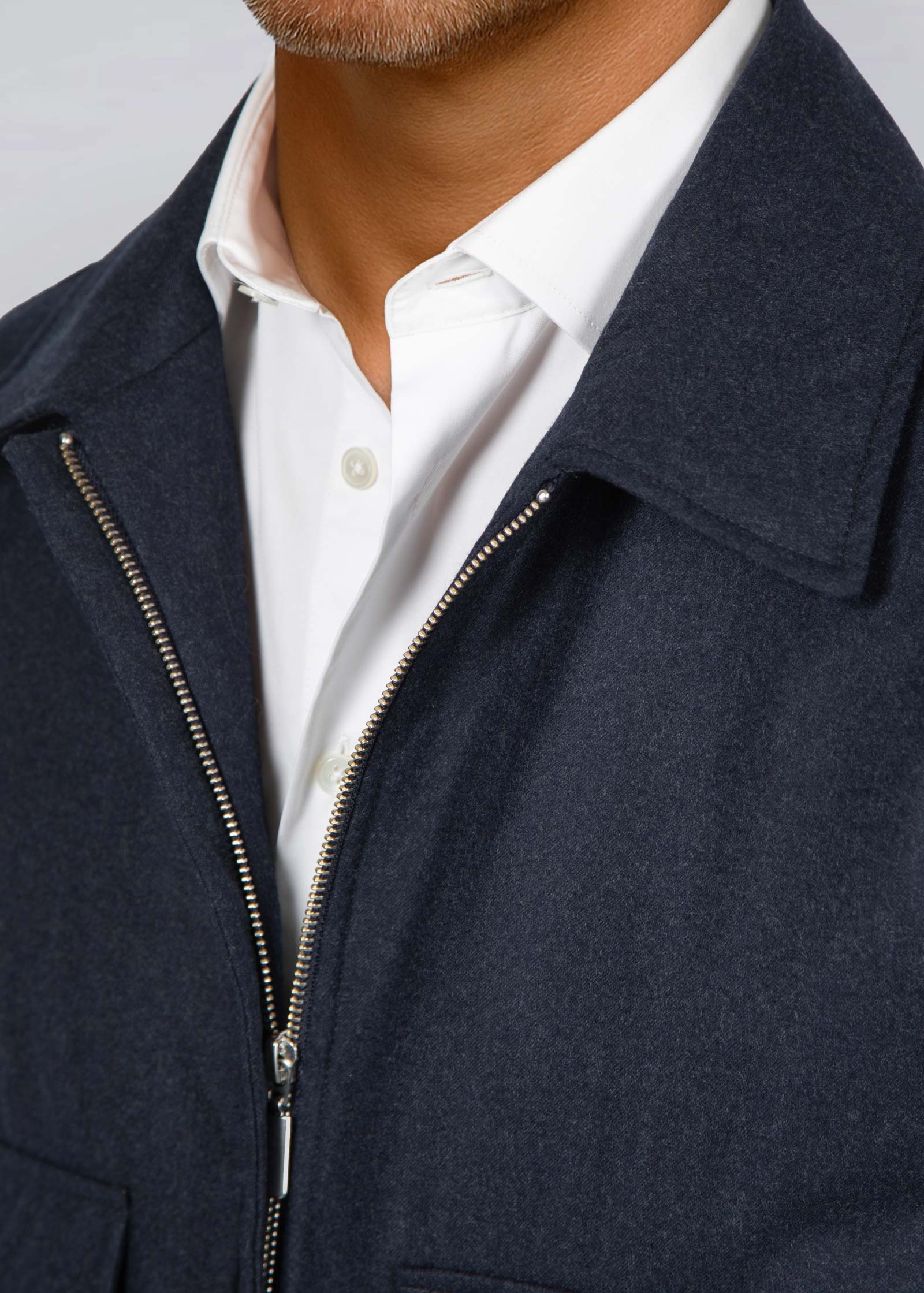 Appearance-An-Ivy-Flannel-Blouson-Jacket-Jakke-Navy-Moerkeblaa-Vindtaet-Regntaet-Waterproof-Padded-Uld-Wool-Men-Maend-Herre