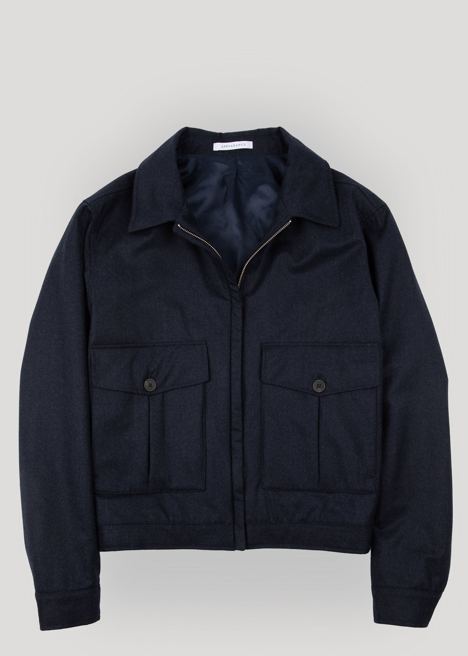Appearance-An-Ivy-Flannel-Blouson-Jacket-Jakke-Navy-Moerkeblaa-Vindtaet-Regntaet-Waterproof-Padded-Uld-Wool-Men-Maend-Herre