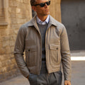 Appearance-An-Ivy-Flannel-Blouson-Jacket-Jakke-Sand-Beige-Vindtaet-Regntaet-Waterproof-Padded-Uld-Wool-Men-Maend-Herre