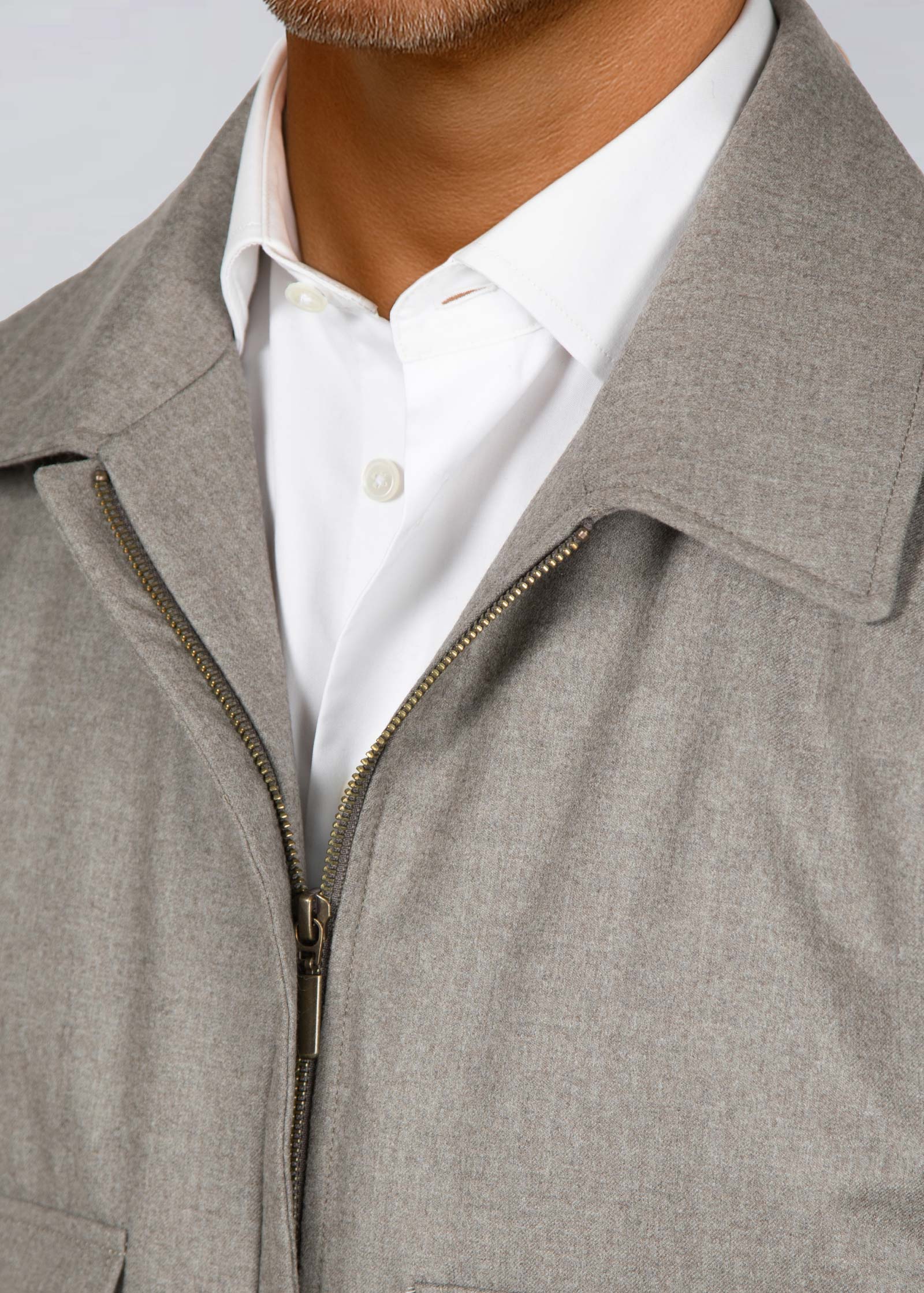 Appearance-An-Ivy-Flannel-Blouson-Jacket-Jakke-Sand-Beige-Vindtaet-Regntaet-Waterproof-Padded-Uld-Wool-Men-Maend-Herre
