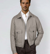 Appearance-An-Ivy-Flannel-Blouson-Jacket-Jakke-Sand-Beige-Vindtaet-Regntaet-Waterproof-Padded-Uld-Wool-Men-Maend-Herre
