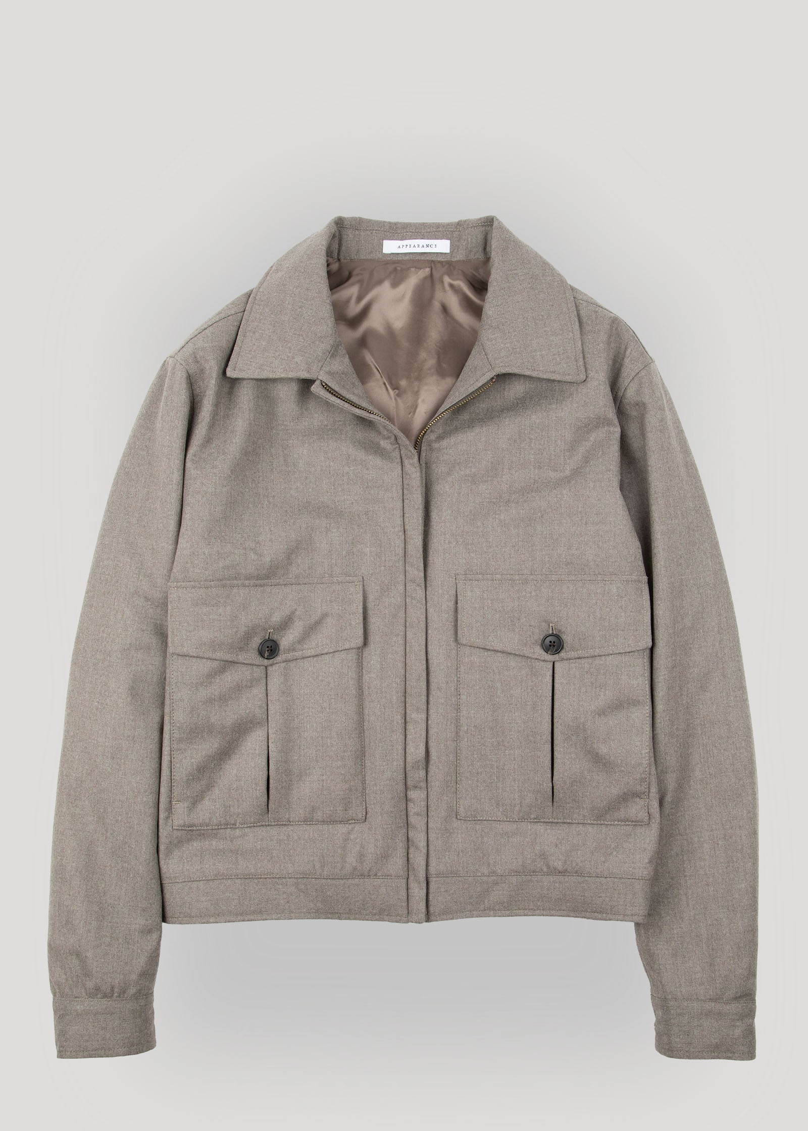 Appearance-An-Ivy-Flannel-Blouson-Jacket-Jakke-Sand-Beige-Vindtaet-Regntaet-Waterproof-Padded-Uld-Wool-Men-Maend-Herre