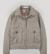 Appearance-An-Ivy-Flannel-Blouson-Jacket-Jakke-Sand-Beige-Vindtaet-Regntaet-Waterproof-Padded-Uld-Wool-Men-Maend-Herre