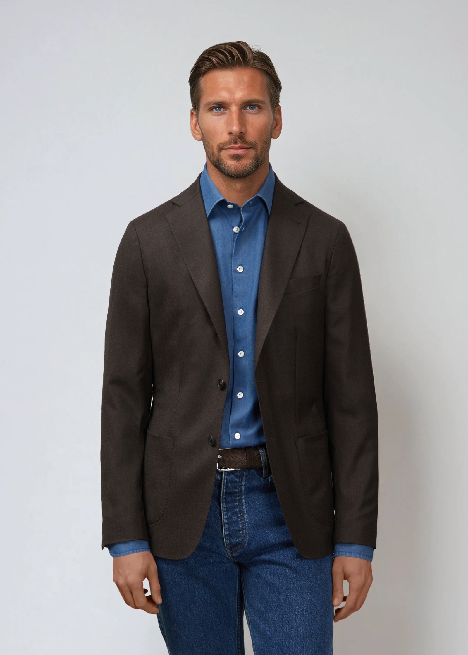 Flannel Blazer, Unstructured, Dark Brown