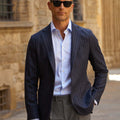 Appearance-An-Ivy-Flannel-Jacket-Blazer-Jakke-Navy-Moerkeblaa-Blaa-Herre-Maend-Men-Unstructured-Wool-Uld-Navy-Blå-Bukser-Chinos-Pullover-Business-Kontor