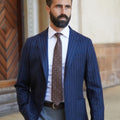 Appearance-An-Ivy-Flannel-Wool-Striped-Blazer-Jacket-Jakke-Unstructured-Navy-Moerke-Blaa-Stribet-Striped-Brun-Brown-Herre-Maend-Men