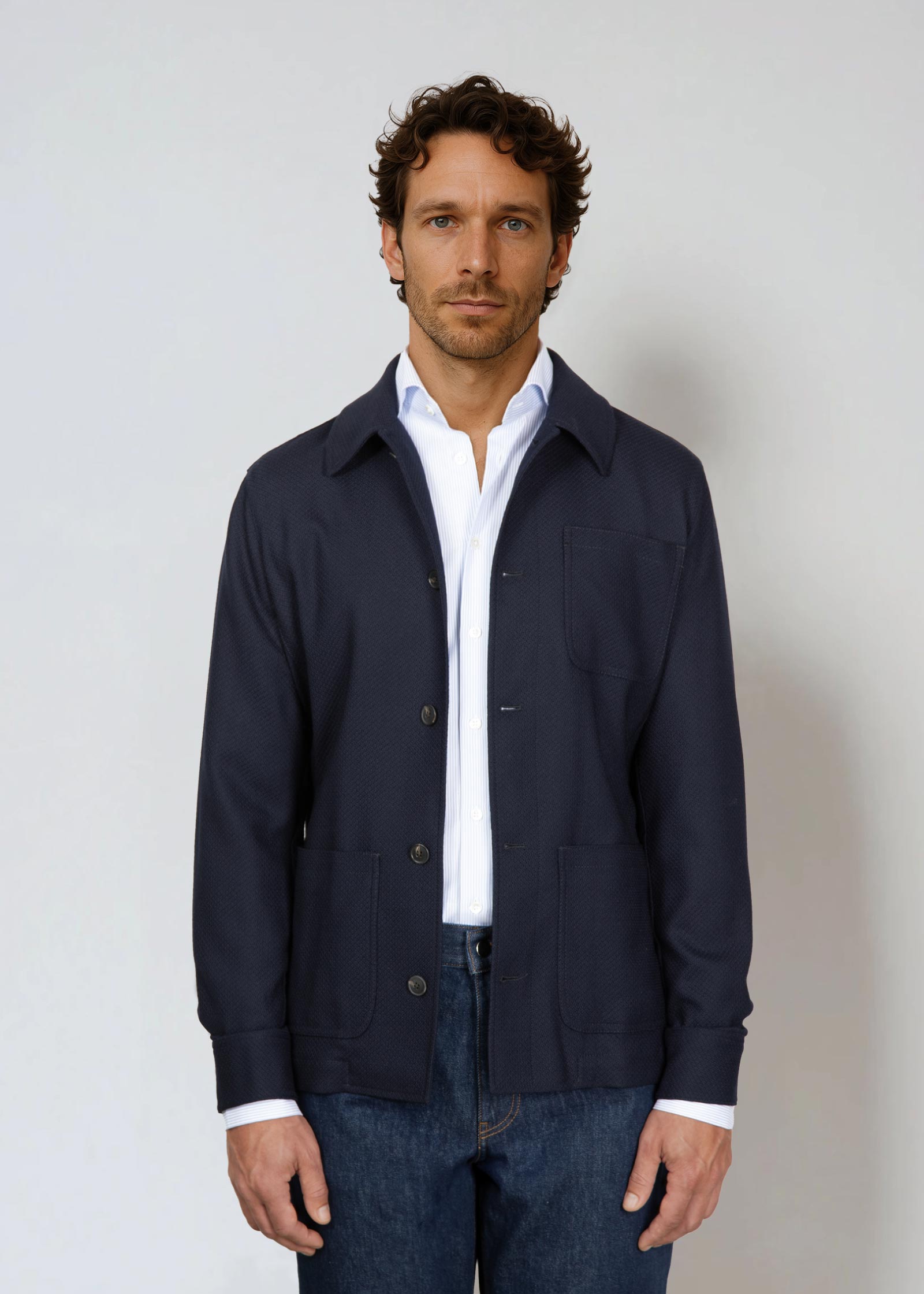 Appearance-An-Ivy-Flex-Wool-Shirt-Jacket-Jakke-Skjortejakke-Overshirt-Navy-Blaa-Lommer-Knapper-Herre-Maend-Men