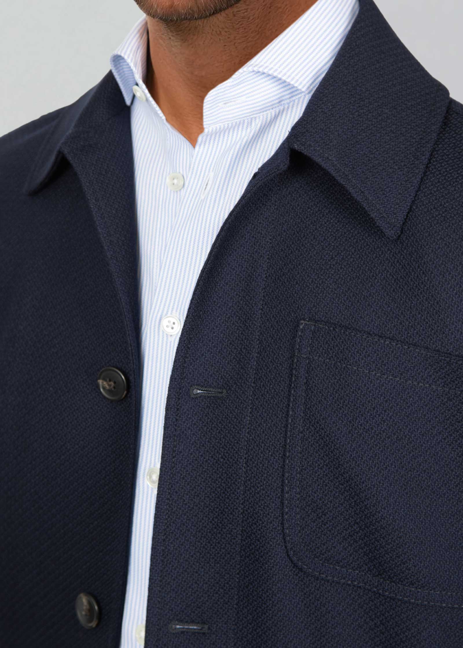 Flex Wool Shirt Jacket, Dark Navy