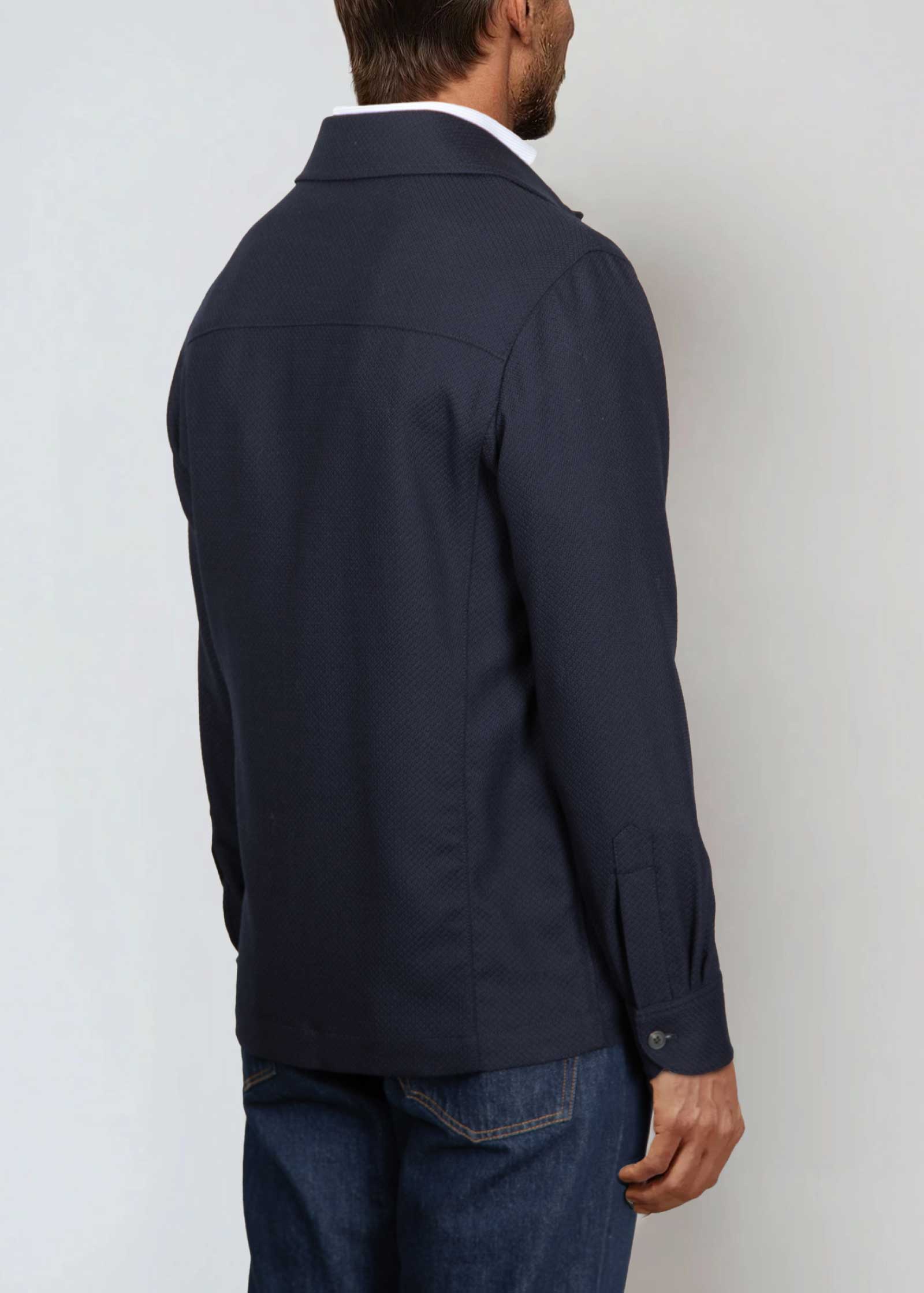 Appearance-An-Ivy-Flex-Wool-Shirt-Jacket-Jakke-Skjortejakke-Overshirt-Navy-Blaa-Lommer-Knapper-Herre-Maend-Men