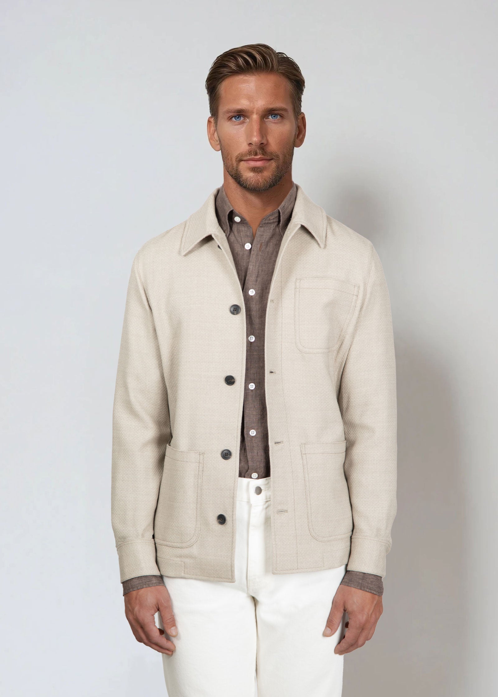 Flex Wool Shirt Jacket, Sand