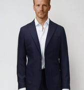 Appearance-An-Ivy-Hopsack-Jacket-Blazer-Peak-Lapel-Jakke-Navy-Moerkeblaa-Blaa-Herre-Maend-Men-Krylfri-Uld-Wrinkle-Free