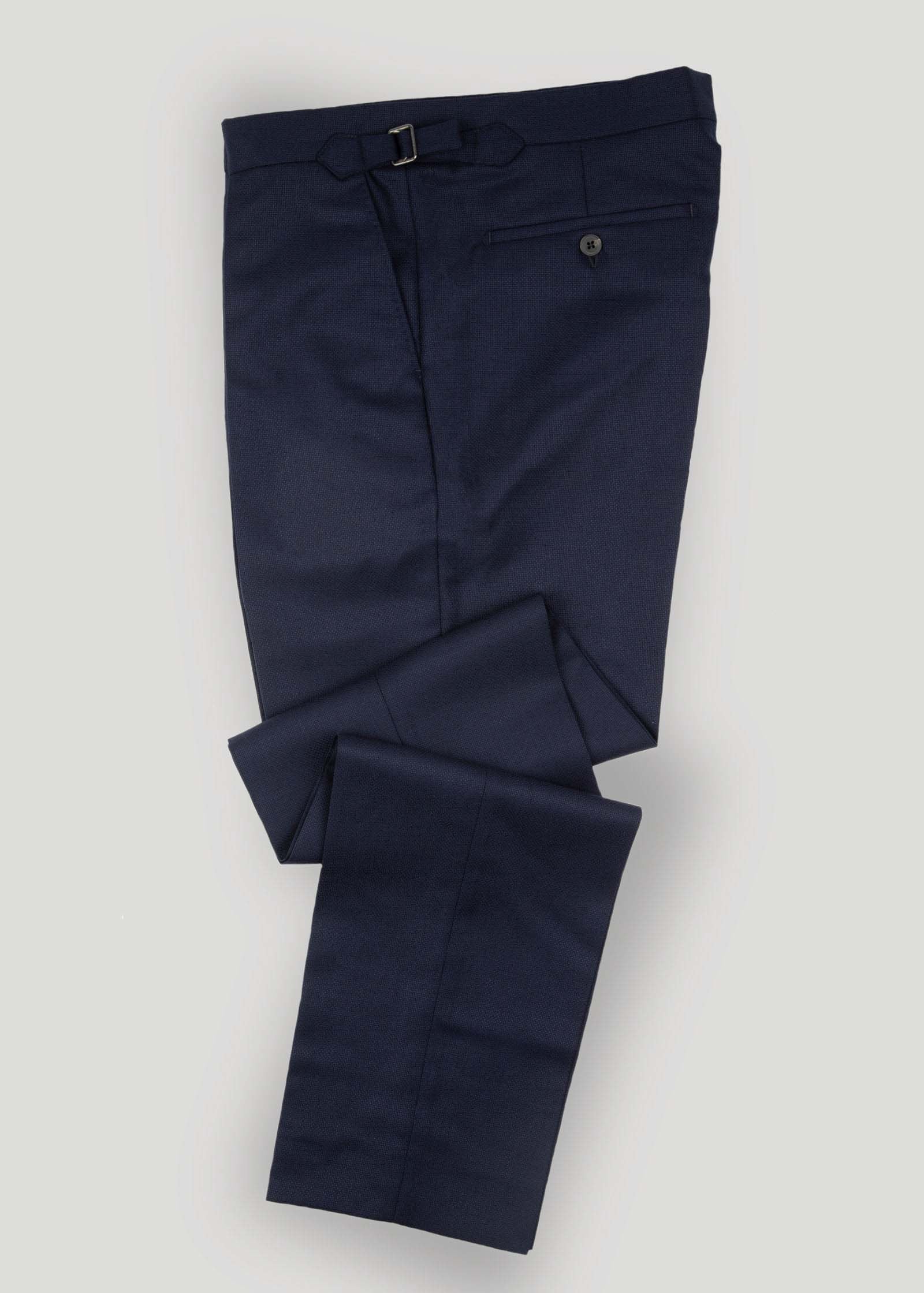 Appearance-An-Ivy-Hopsack-Trousers-Bukser-Pleat-Pants-Navy-Moerkeblaa-Blaa-Herre-Maend-Men-Krylfri-Uld-Wrinkle-Free