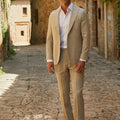 Appearance-An-Ivy-Hopsack-Trousers-Bukser-Pleat-Pants-Sand-Light-Beige-Herre-Maend-Men-Krylfri-Uld-Wrinkle-Free