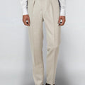 Appearance-An-Ivy-Hopsack-Trousers-Bukser-Pleat-Pants-Sand-Light-Beige-Herre-Maend-Men-Krylfri-Uld-Wrinkle-Free