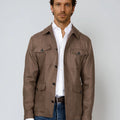 Appearance-An-Ivy-Linen-Safari-Jacket-Jakke-Shirt-Skjortejakke-Overshirt-Brown-Brun-Lommer-Knapper-Herre-Maend-Men-Field