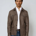 Appearance-An-Ivy-Linen-Safari-Jacket-Jakke-Shirt-Skjortejakke-Overshirt-Brown-Brun-Lommer-Knapper-Herre-Maend-Men-Field