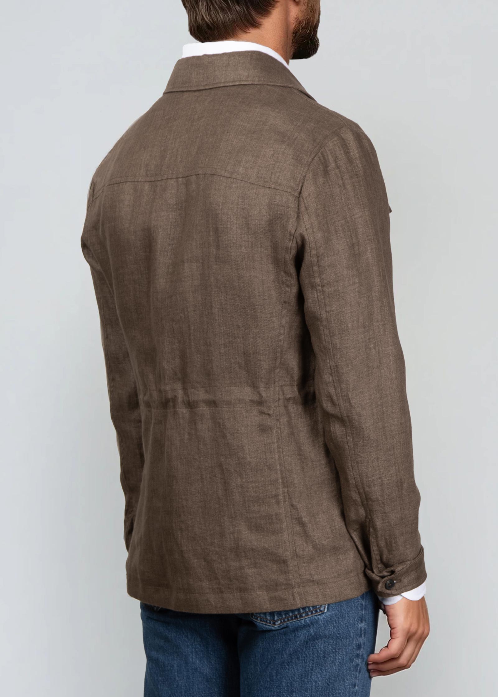 Appearance-An-Ivy-Linen-Safari-Jacket-Jakke-Shirt-Skjortejakke-Overshirt-Brown-Brun-Lommer-Knapper-Herre-Maend-Men-Field