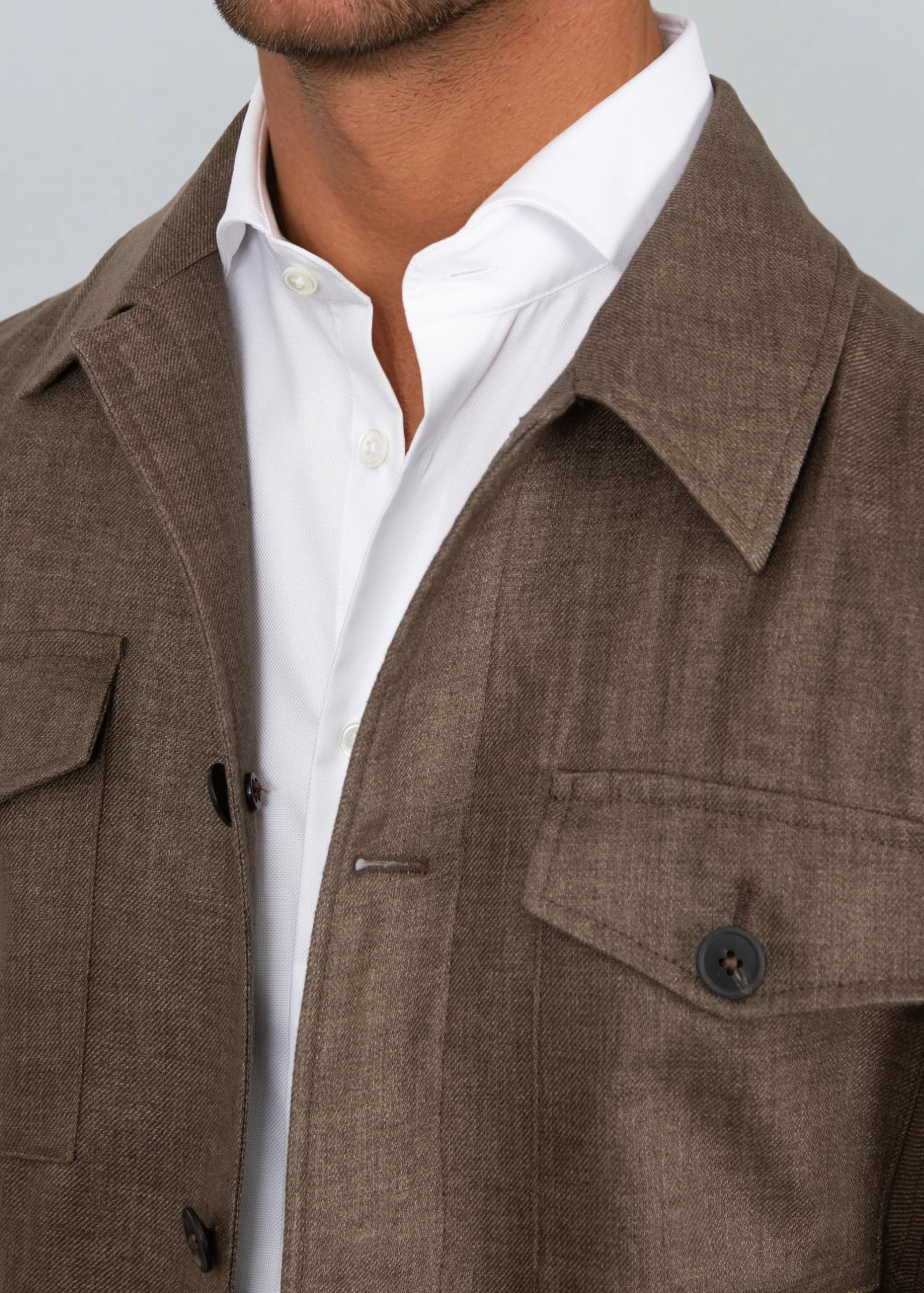 Appearance-An-Ivy-Linen-Safari-Jacket-Jakke-Shirt-Skjortejakke-Overshirt-Brown-Brun-Lommer-Knapper-Herre-Maend-Men-Field