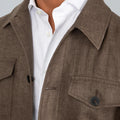 Appearance-An-Ivy-Linen-Safari-Jacket-Jakke-Shirt-Skjortejakke-Overshirt-Brown-Brun-Lommer-Knapper-Herre-Maend-Men-Field