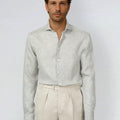 Appearance-An-Ivy-Linen-Shirt-Skjorte-extreme-Cut-Away-Sommer-Maend-Herre-Men-green-grøn-Summer-Hoer-Sand-Chinos-Bukser-Ferie-Afslappet-Casual-Sommer--fritid-arbejde-kontor-casual-chinos-bukser