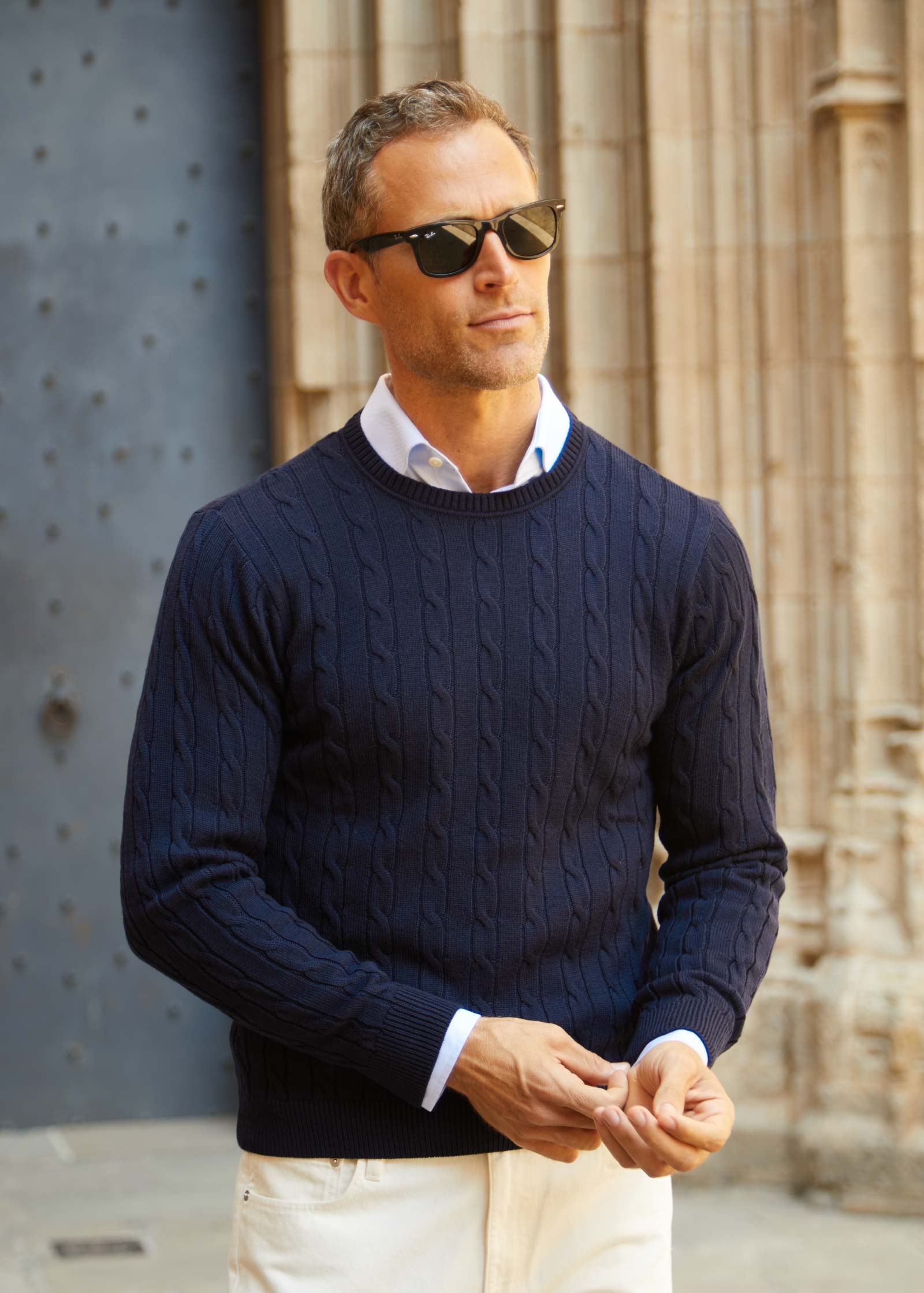 Appearance-An-Ivy-Merino-Cable-Sweater-Troeje-Strik-Striktroeje-Dark-Navy-Moerkeblaa-Blaa-Kabel-Knit-Uld-Wool-Herre-Maend