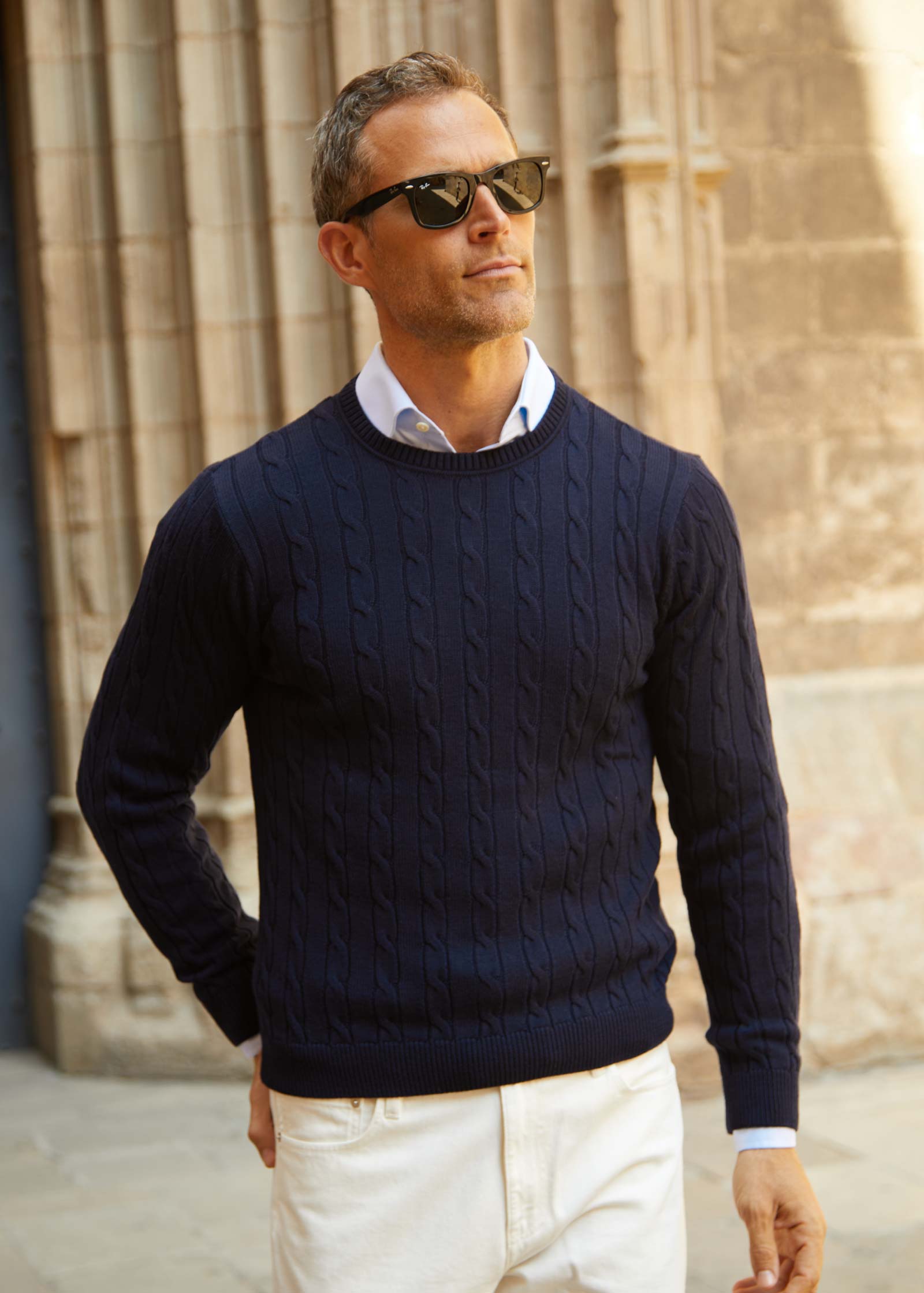 Appearance-An-Ivy-Merino-Cable-Sweater-Troeje-Strik-Striktroeje-Dark-Navy-Moerkeblaa-Blaa-Kabel-Knit-Uld-Wool-Herre-Maend