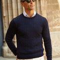 Appearance-An-Ivy-Merino-Cable-Sweater-Troeje-Strik-Striktroeje-Dark-Navy-Moerkeblaa-Blaa-Kabel-Knit-Uld-Wool-Herre-Maend