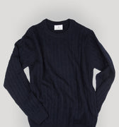 Appearance-An-Ivy-Merino-Cable-Sweater-Troeje-Strik-Striktroeje-Dark-Navy-Moerkeblaa-Blaa-Kabel-Knit-Uld-Wool-Herre-Maend