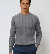 Appearance-An-Ivy-Merino-Cable-Sweater-Troeje-Strik-Striktroeje-Grey-Graa-Kabel-Knit-Uld-Wool-Herre-Maend