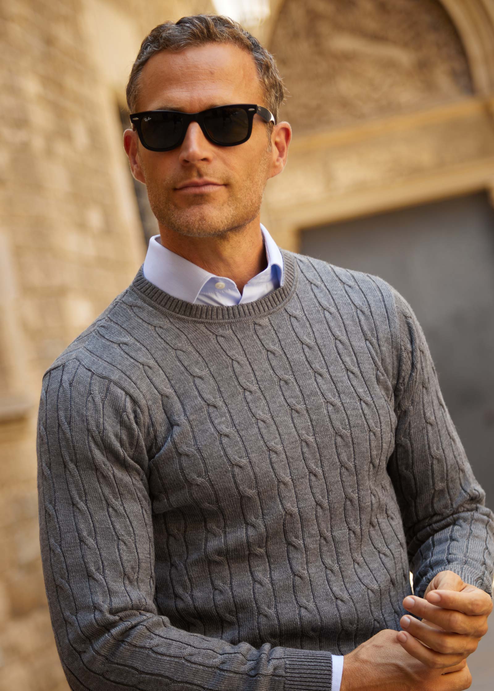 Appearance-An-Ivy-Merino-Cable-Sweater-Troeje-Strik-Striktroeje-Grey-Graa-Kabel-Knit-Uld-Wool-Herre-Maend