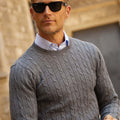 Appearance-An-Ivy-Merino-Cable-Sweater-Troeje-Strik-Striktroeje-Grey-Graa-Kabel-Knit-Uld-Wool-Herre-Maend