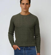 Appearance-An-Ivy-Merino-Cable-Sweater-Troeje-Strik-Striktroeje-Olive-Green-Groen-Kabel-Knit-Uld-Wool
